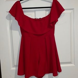 Nasty Gal Red off the shoulder romper